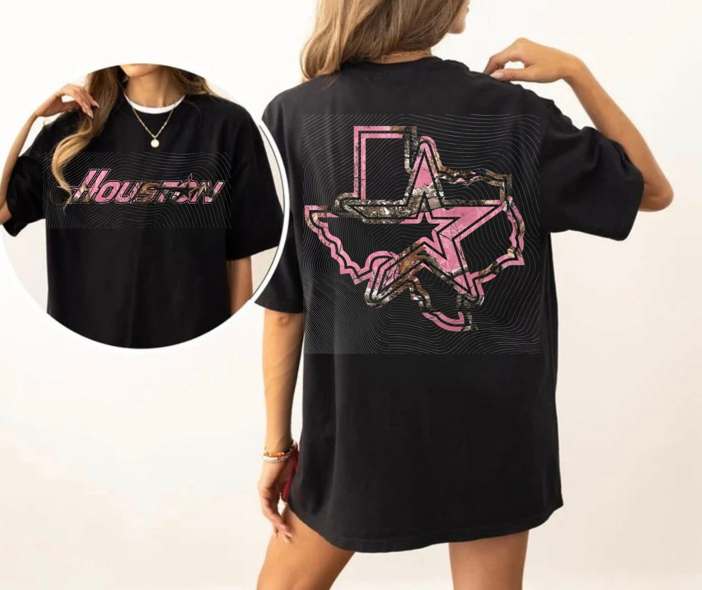 Pink Texas Star Back Graphic Oversized