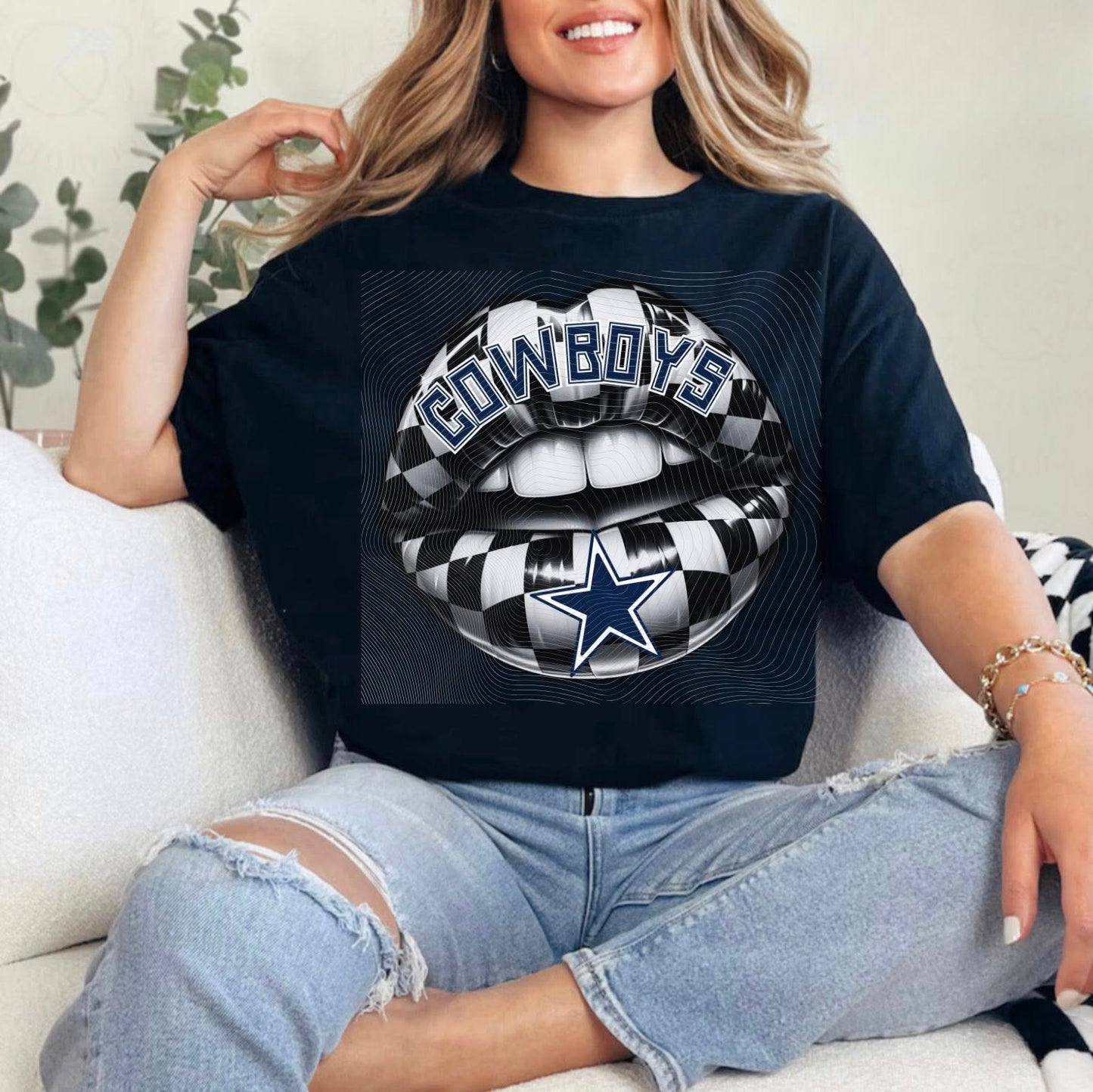 Cowboys Checkered Lips