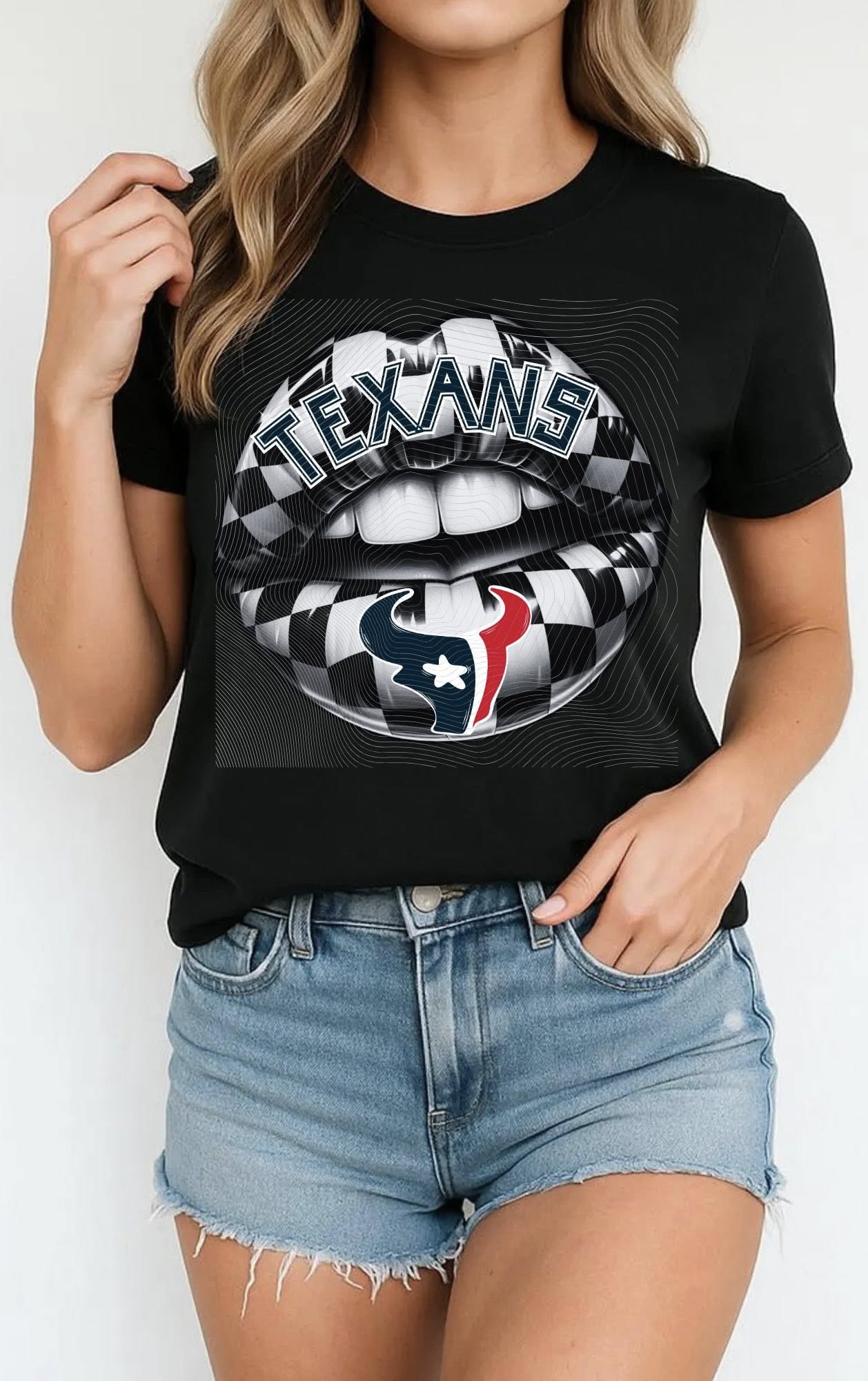 Texans Checkered Lips Women’s